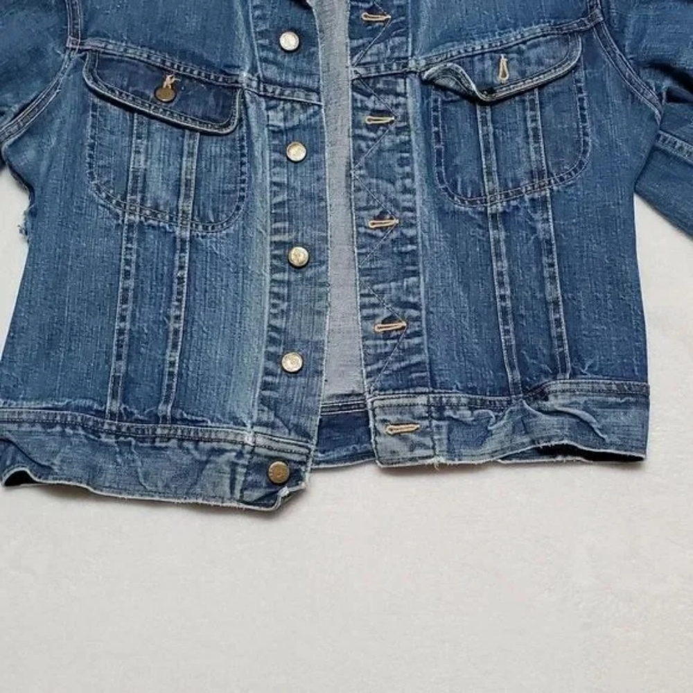 1960s Vintage Lee Sanforized 101-J USA Union Made Distressed Denim Jacket - Picture 4 of 16